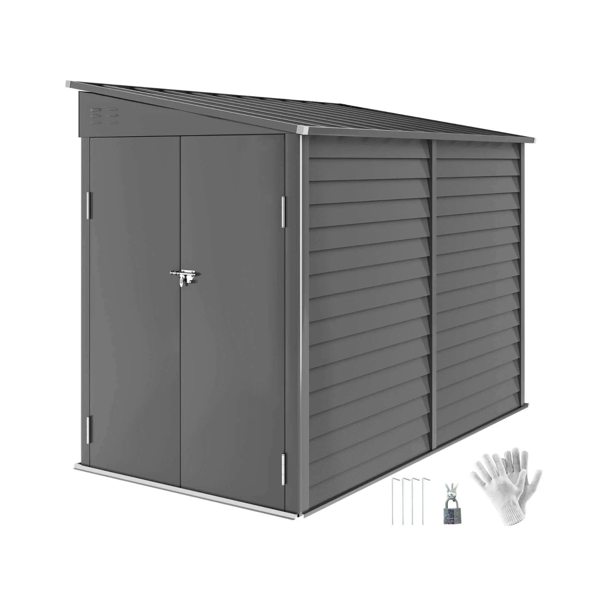 [05X09FT] Alora Heavy-Duty Outdoor Galvanized Steel Storage Shed With Lockable Doors (SAK80637) by SAKSBY WHOLESALE