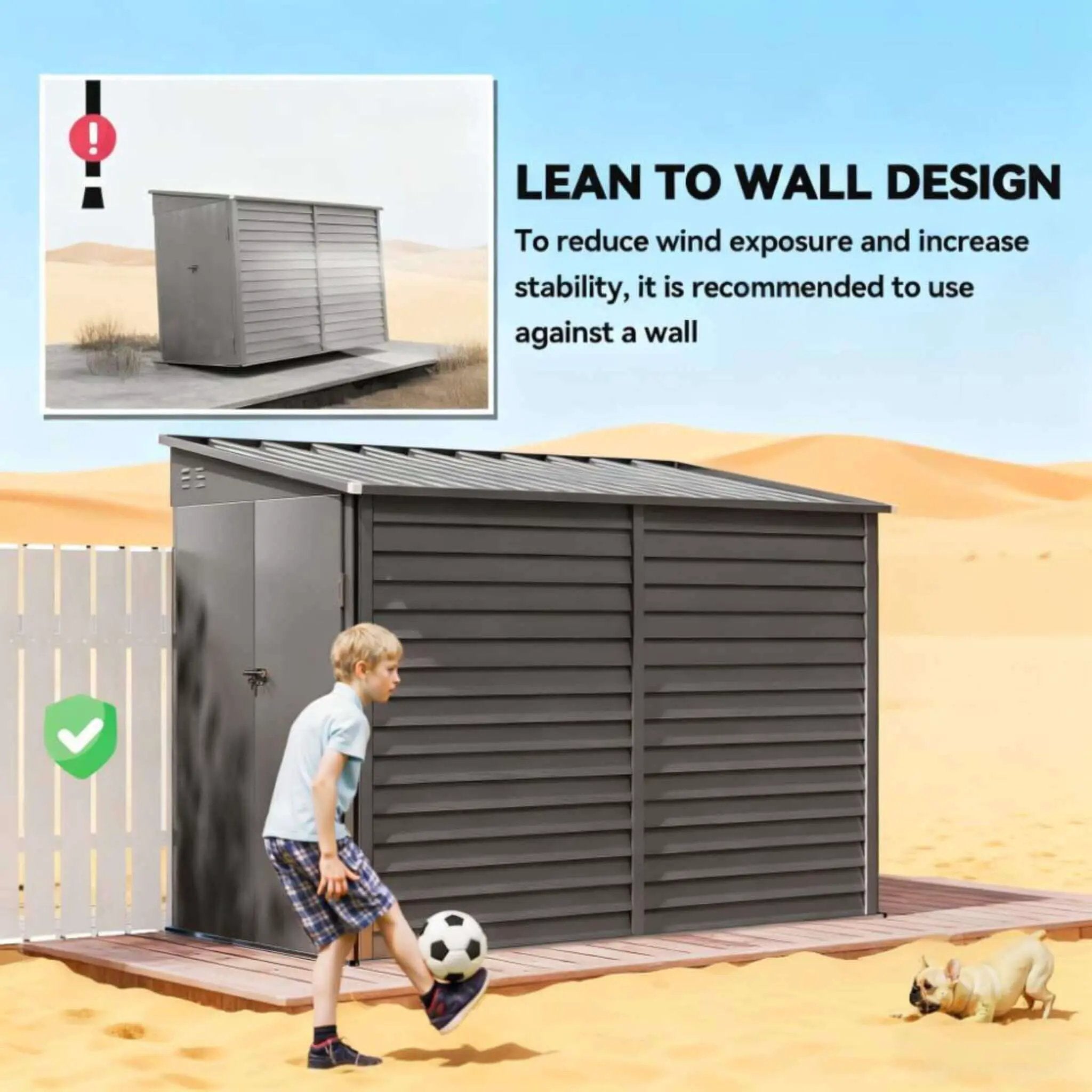 [05X09FT] Alora Heavy-Duty Outdoor Galvanized Steel Storage Shed With Lockable Doors (SAK80637) by SAKSBY WHOLESALE
