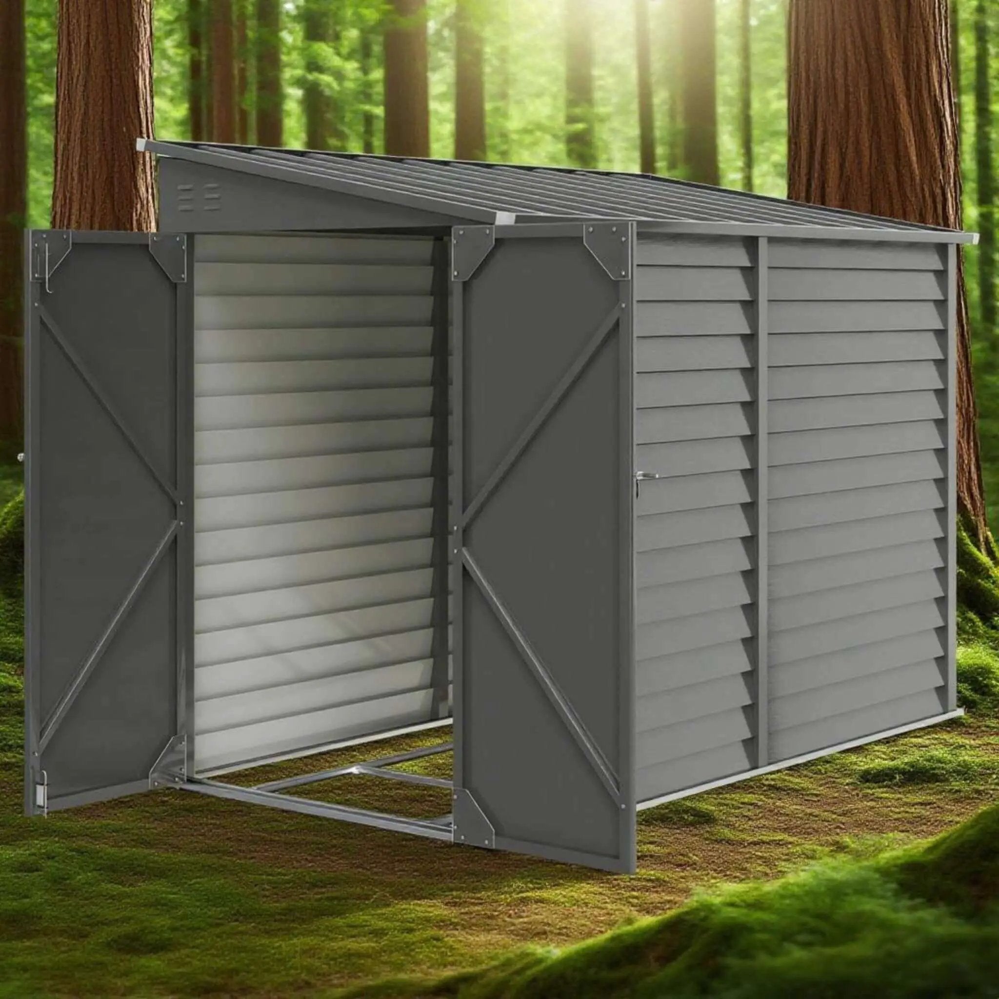 [05X09FT] Alora Heavy-Duty Outdoor Galvanized Steel Storage Shed With Lockable Doors (SAK80637) by SAKSBY WHOLESALE