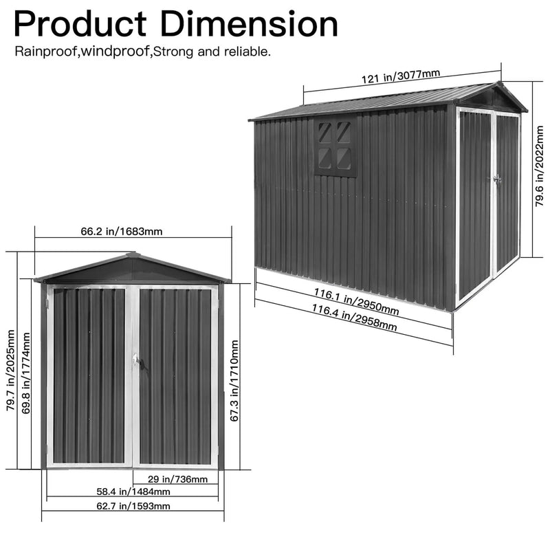 [05X10FT] Alora Large Weatherproof Outdoor Motocycle And Tools Storage Shed (SAK91642) by SAKSBY WHOLESALE