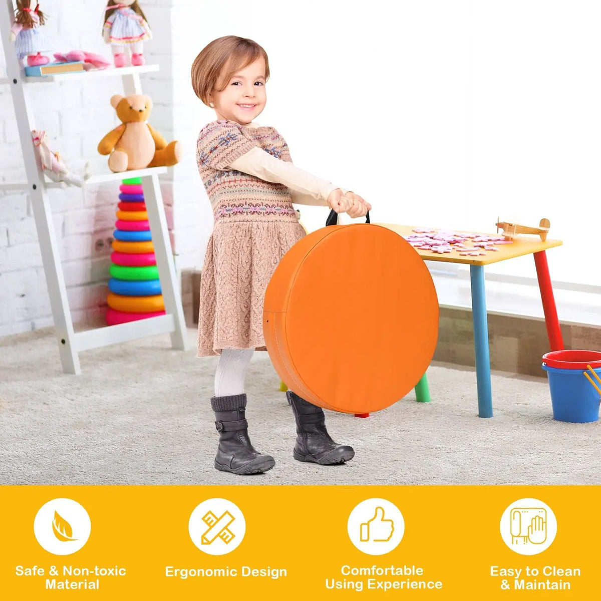 6 Pieces 15 Inch Round Toddler Floor Cushions by DirectDeals