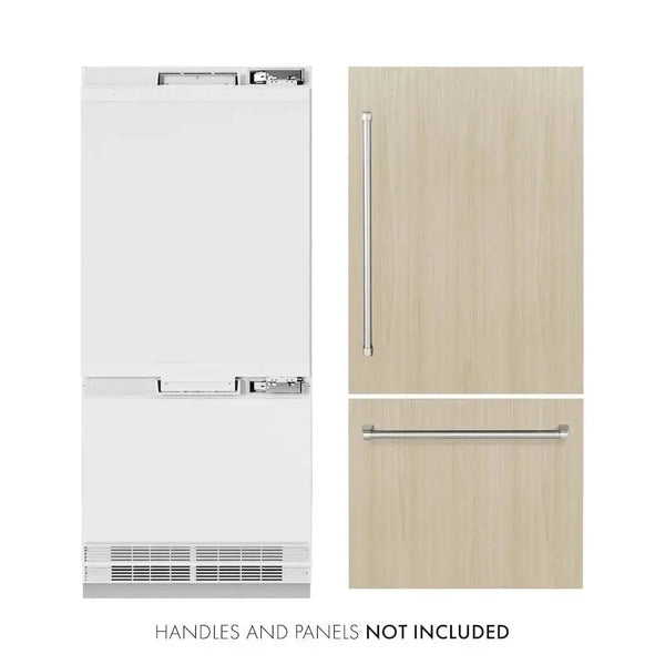 ZLINE 36" Panel Ready Built-In Bottom Freezer Refrigerator,Water Dispenser, Ice Maker, RBIT-36