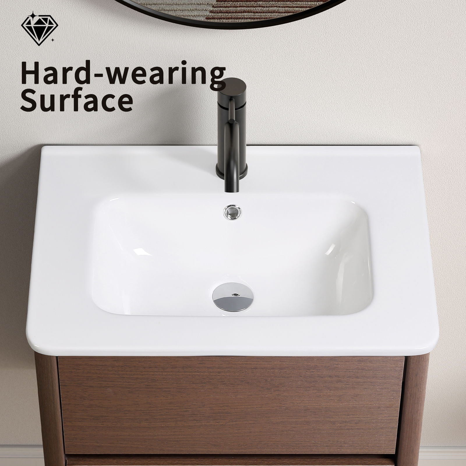Vessel Sink Top With Overflow Drain - Milk White by HouseOfZazla