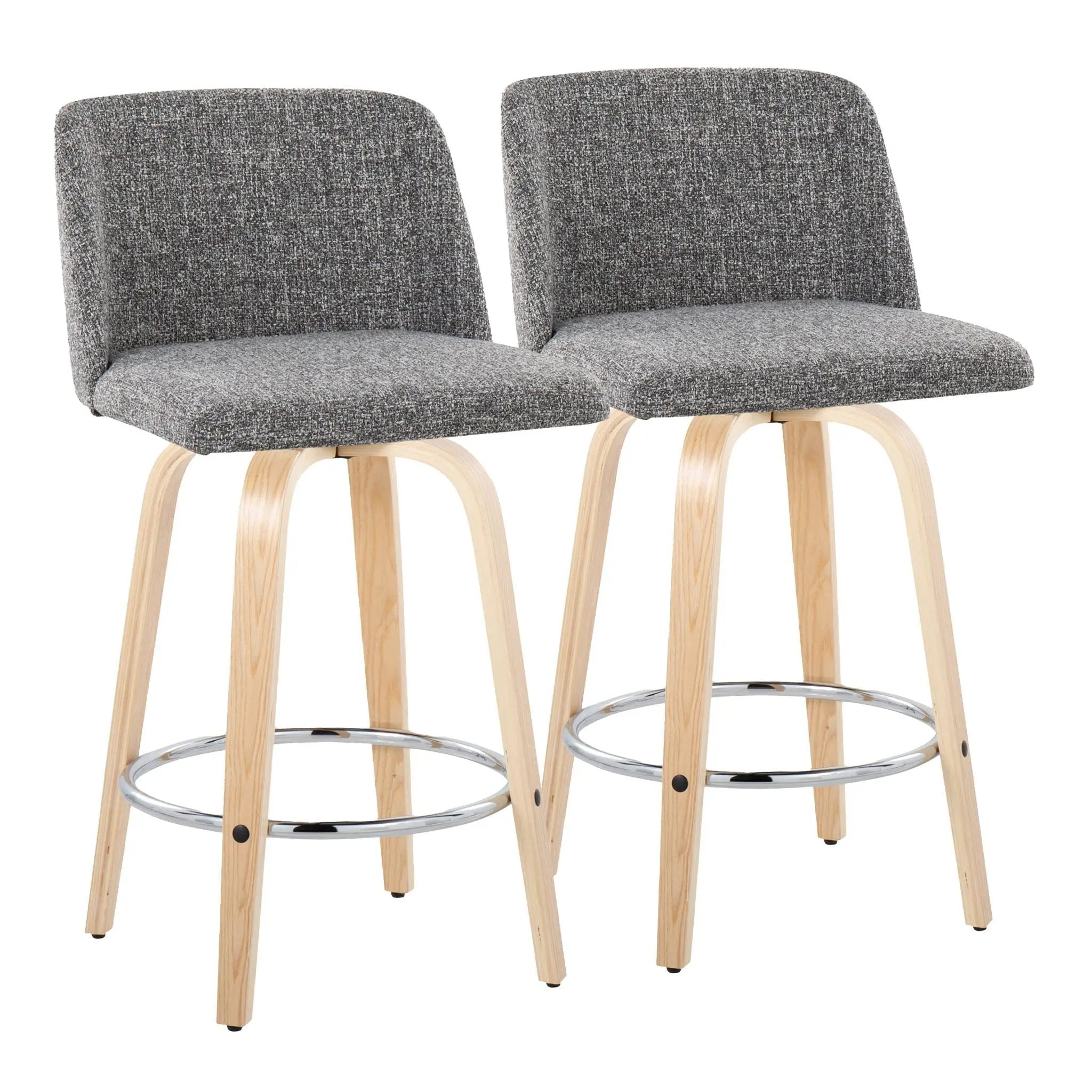 Toriano - Contemporary Fixed-Height Counter Stool With Swivel And Round Footrest (Set of 2) by Unique Piece Furniture