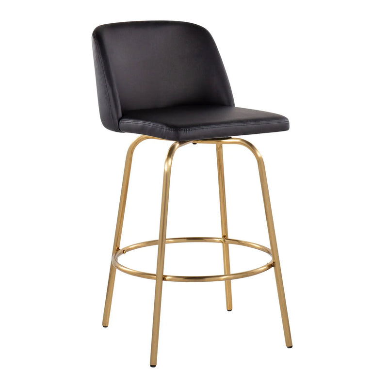 Toriano - Contemporary, Fixed Height Counter Stool With Swivel With Round Footrest (Set of 2) by Unique Piece Furniture