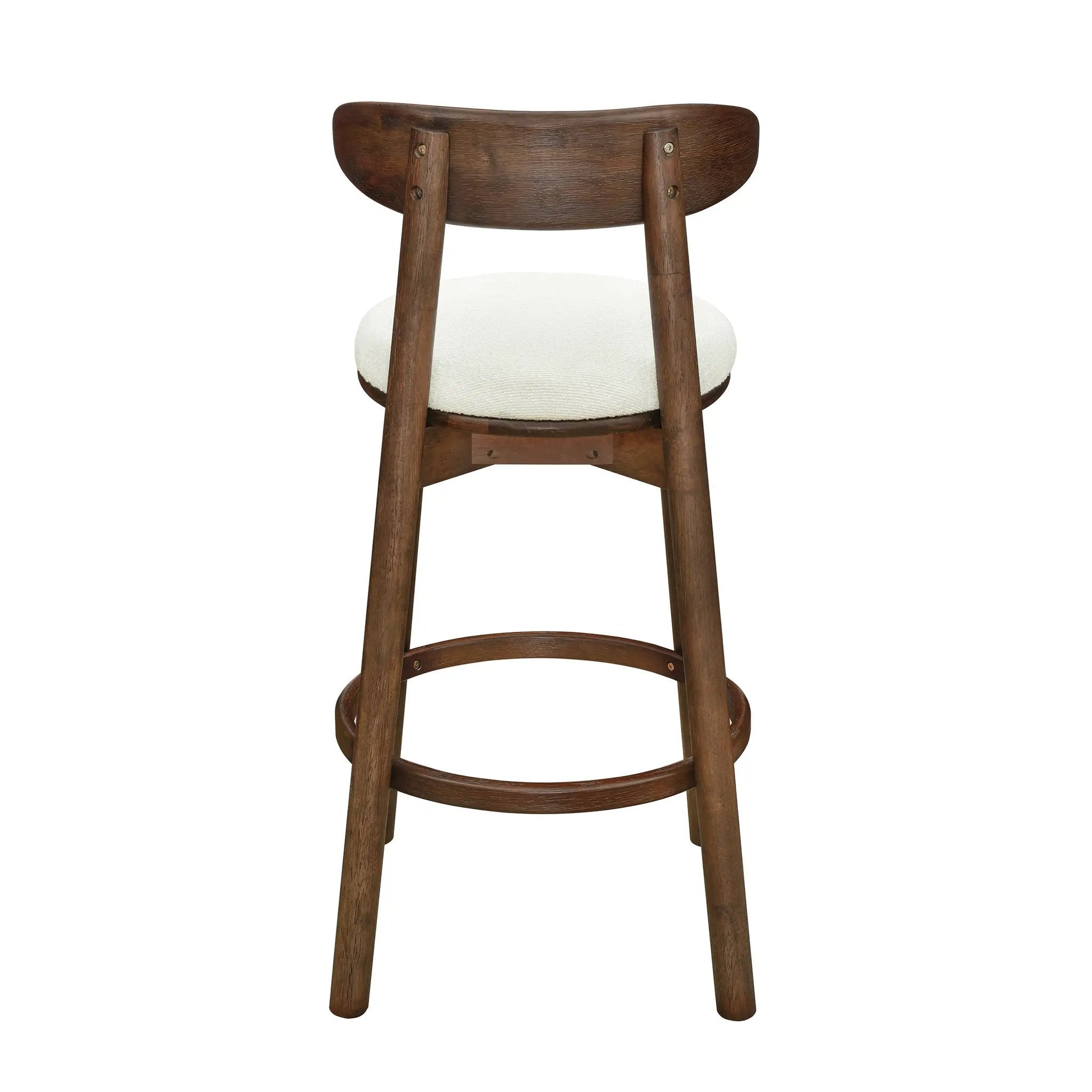 Round Cushion Bar Stools (Walnut + Beige) by HouseOfZazla