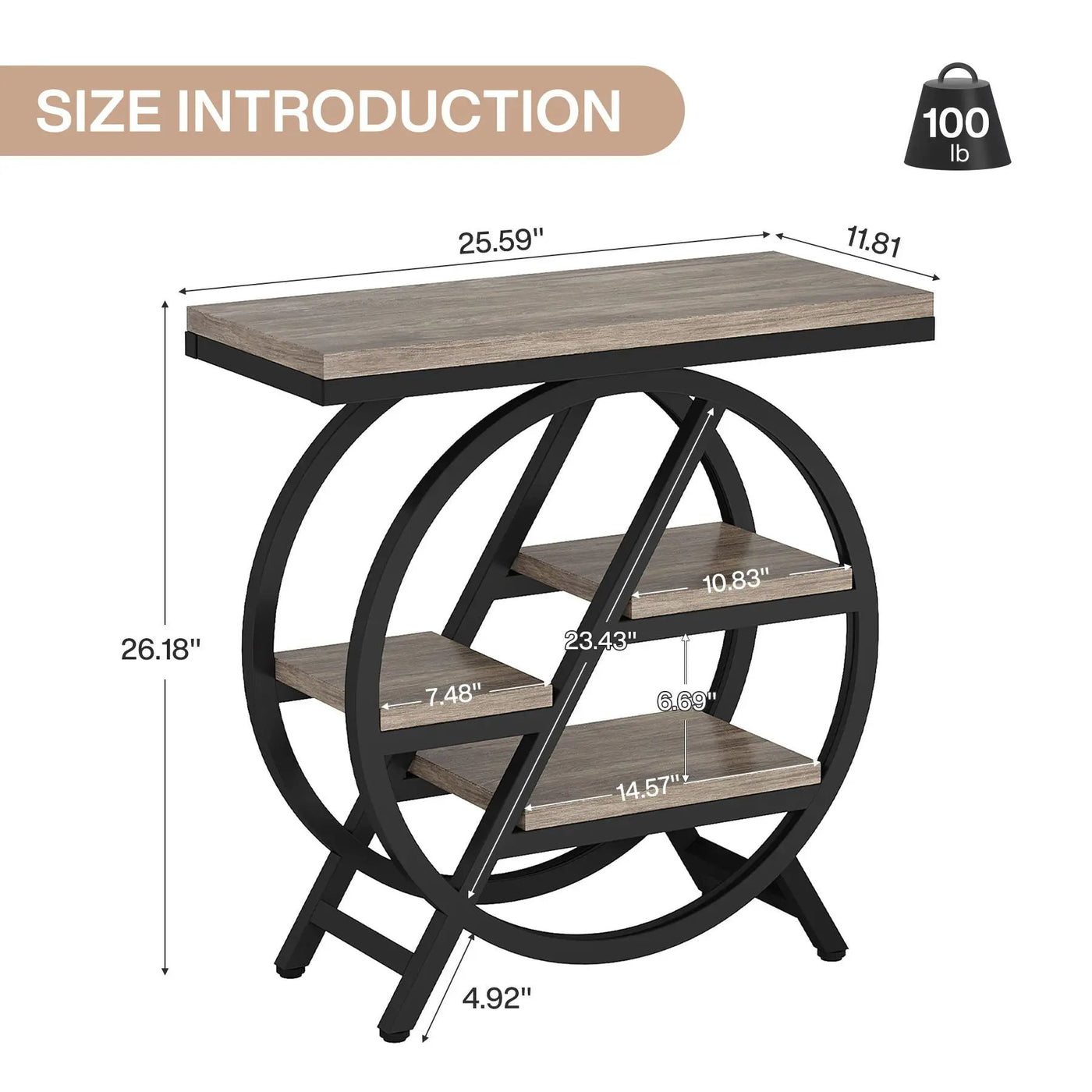Modern Narrow End Table With 3 Tier Shelves by HouseOfZazla