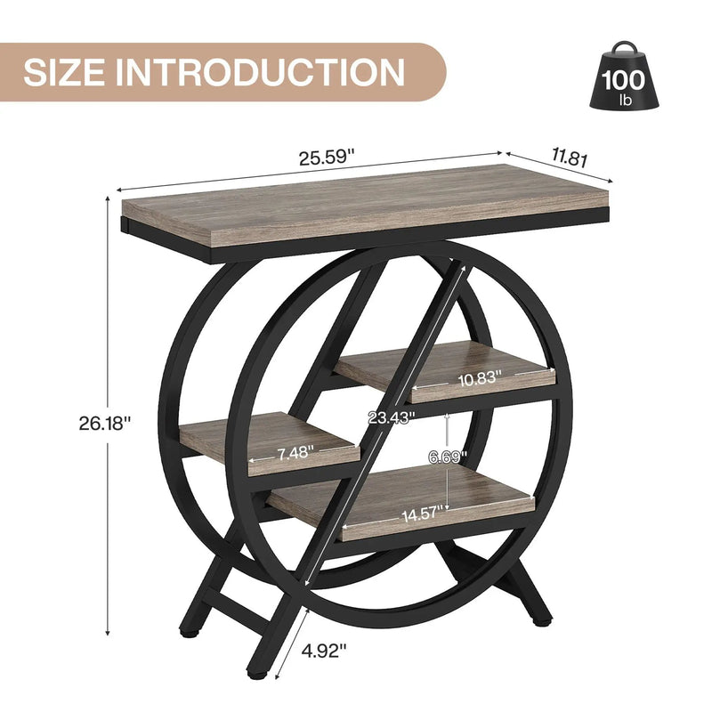 Modern Narrow End Table With 3 Tier Shelves by HouseOfZazla