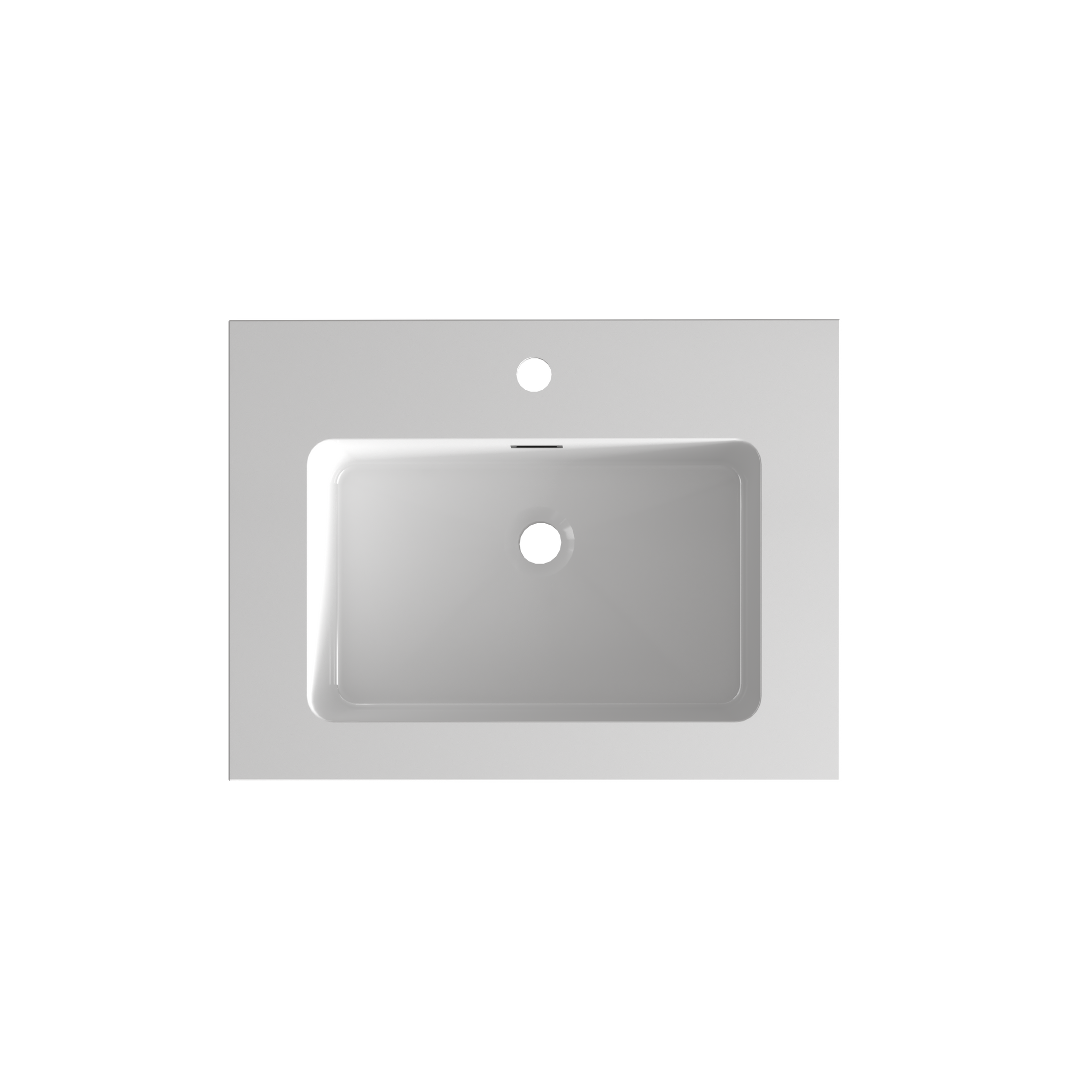 Glossy White Integrated Solid Surface Basin Without Drain & Faucet by HouseOfZazla