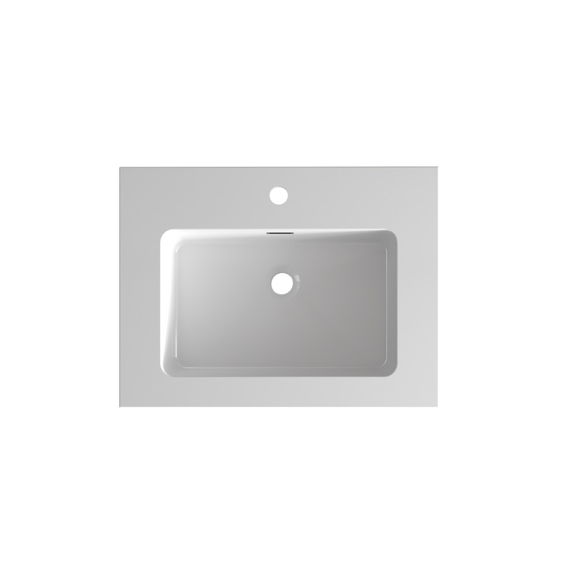 Glossy White Integrated Solid Surface Basin Without Drain & Faucet by HouseOfZazla