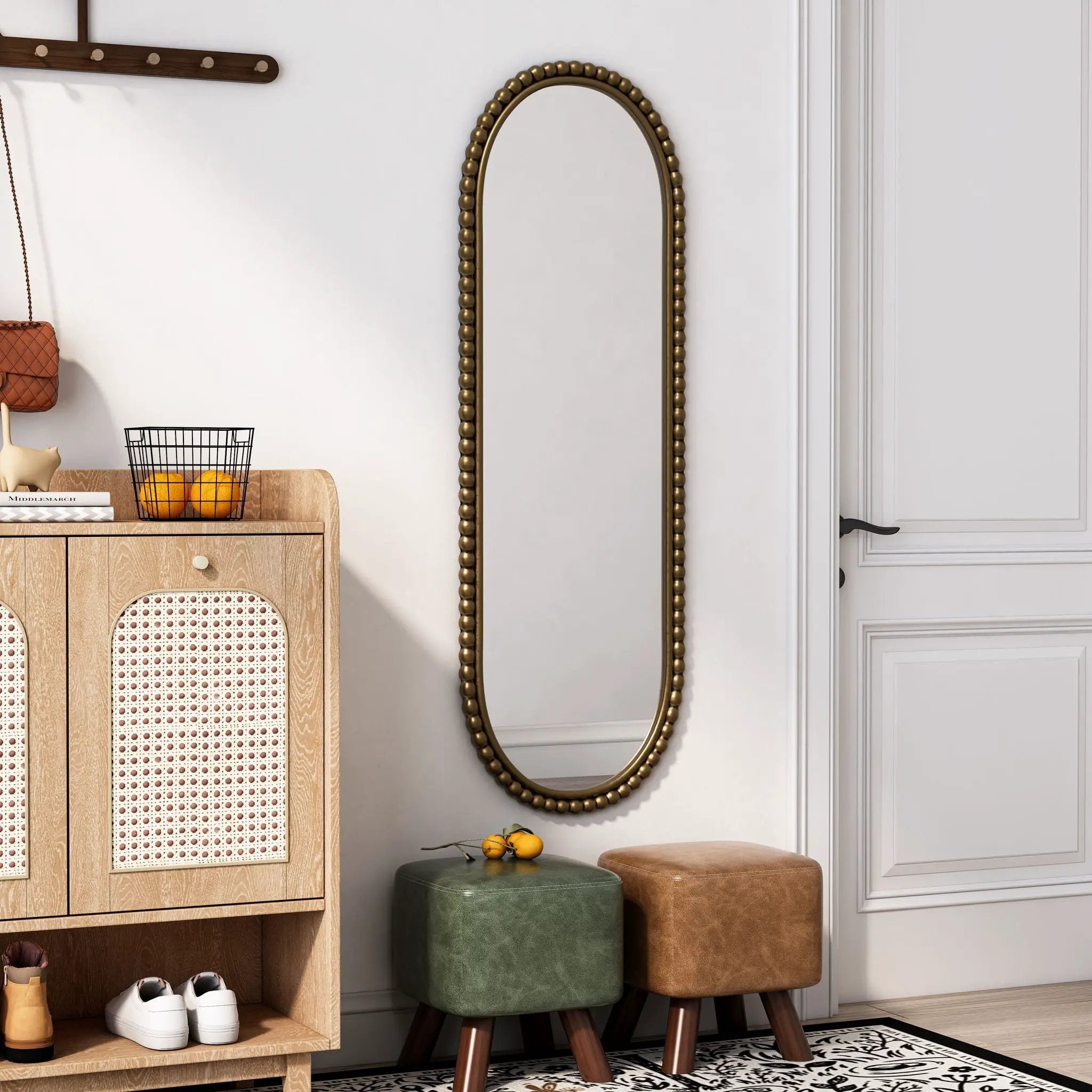 Oval Retro Mirror, Wall Hanging Mirror For Living Room by HouseOfZazla