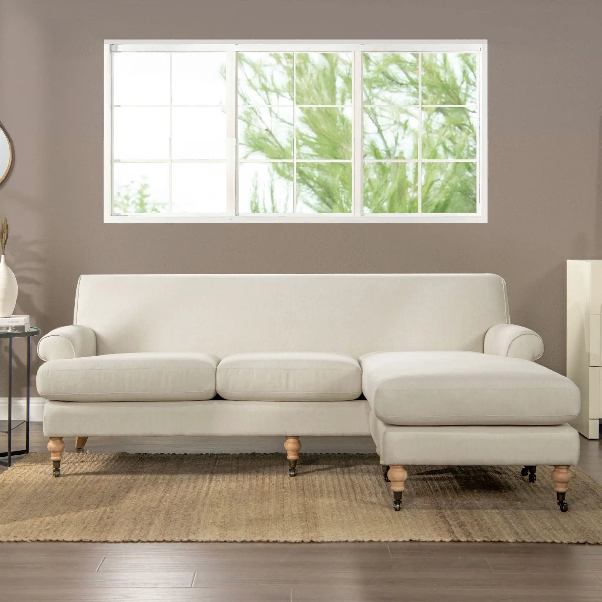 Alana - L-Shape Reversible Sectional Sofa - Light Beige by HouseOfZazla