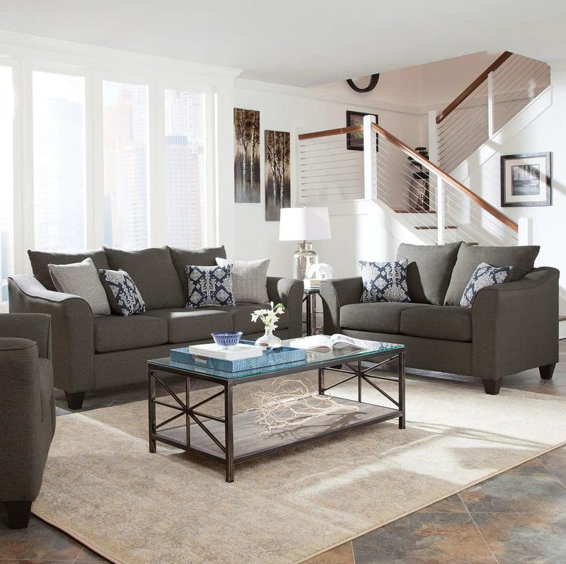Salizar 2-piece Upholstered Flared Arm Sofa Set Grey by Unique Piece Furniture