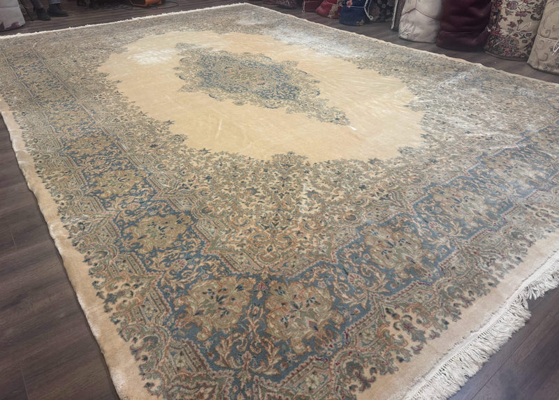 Palace Size Persian Kerman Rug 12x18, Floral Semi Open Field, Signed, Fine 240 KPSI by Jewel Rugs