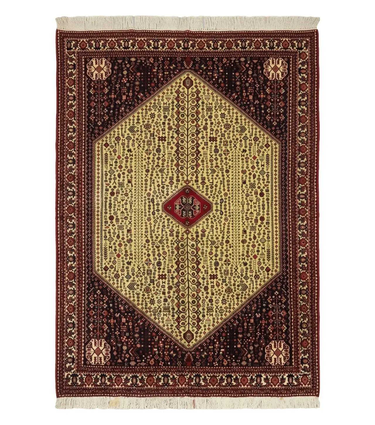 7' X 10' Vintage Handmade Indian Floral Wool Rug Hand Knotted Carpet Ivory Red by Jewel Rugs