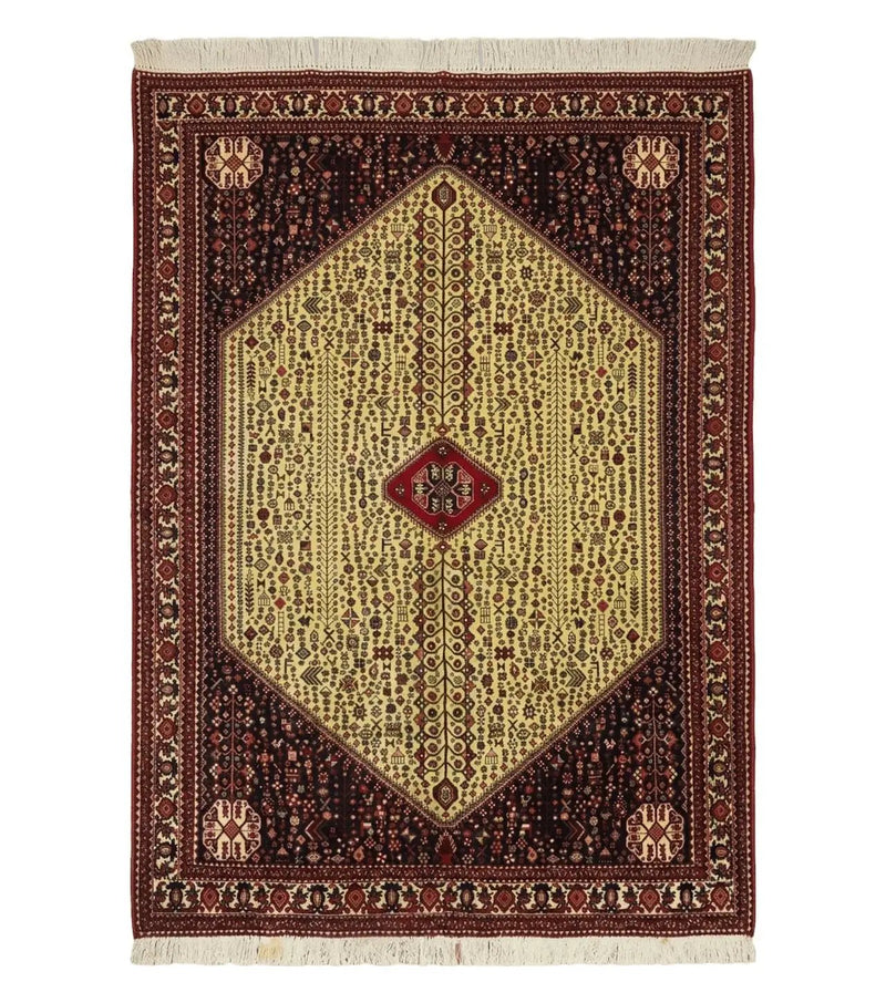7' X 10' Vintage Handmade Indian Floral Wool Rug Hand Knotted Carpet Ivory Red by Jewel Rugs