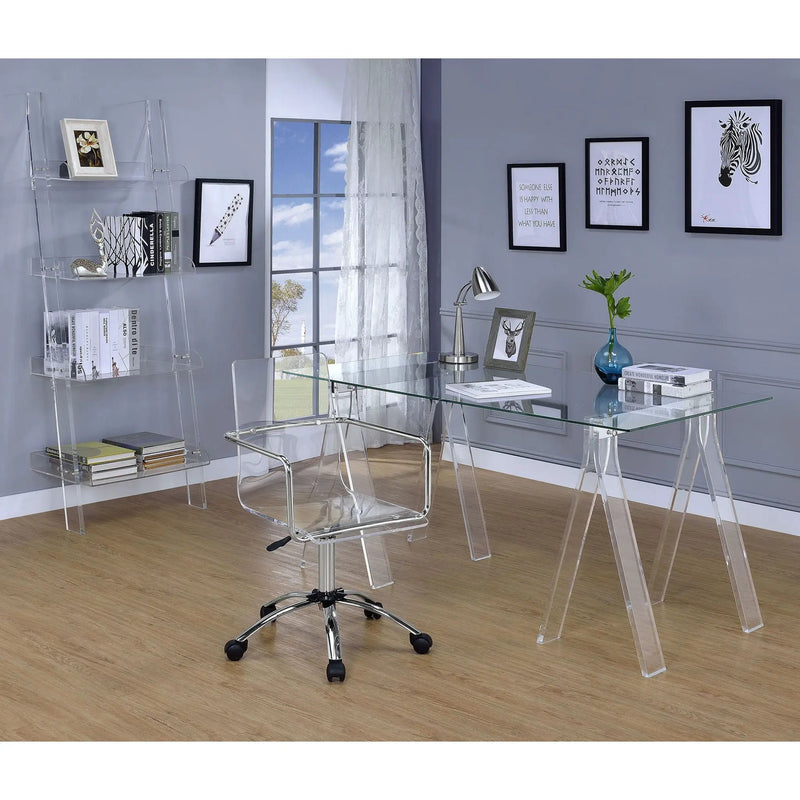 Clear Office Chair With Caster Wheels Futuristic Design, Adjustable Height - Clear by HouseOfZazla