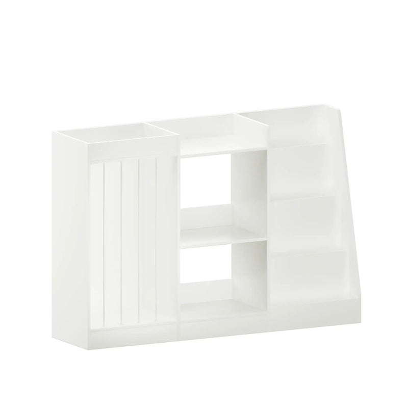 Bookshelf And Toy Storage, 3 Tier Montessori Bookcase With Stuffed Animal Organizer - White by HouseOfZazla