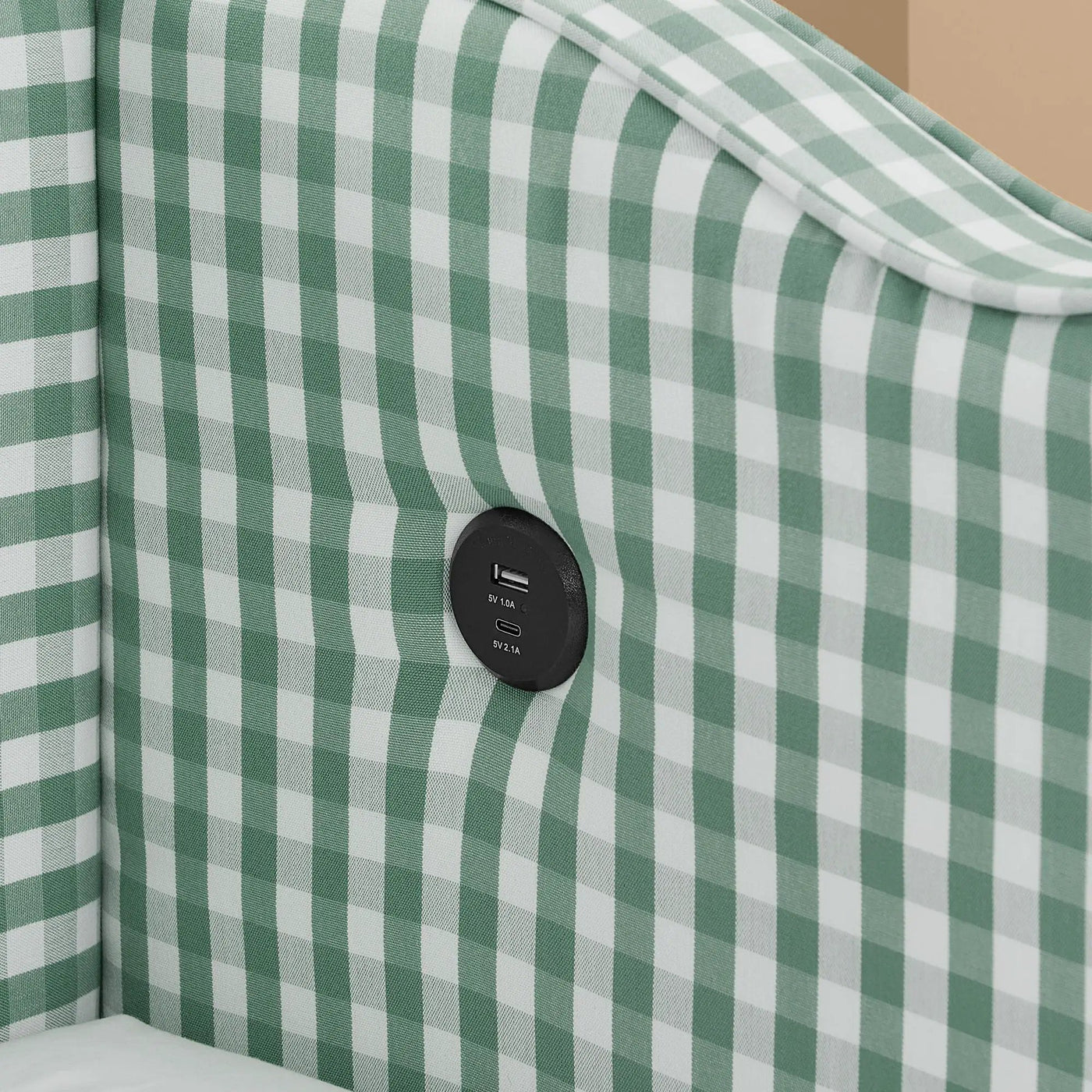 Gingham Daybed With USB Charging Port, Wave Shaped Design by HouseOfZazla