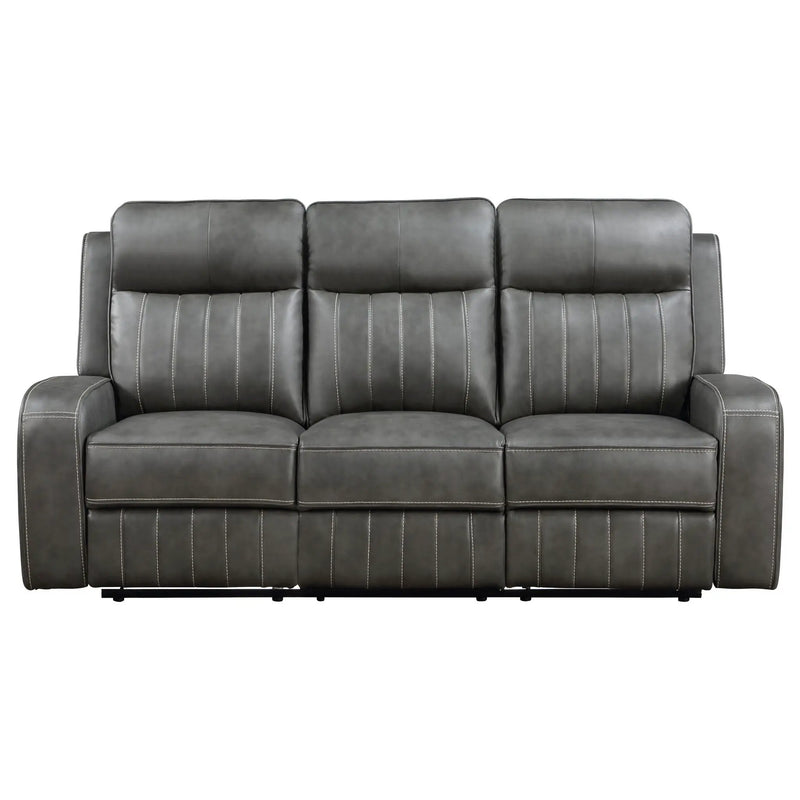 Raelynn Upholstered Track Arm Motion Sofa Grey by Unique Piece Furniture