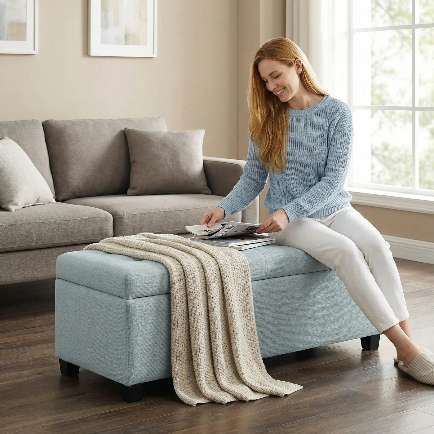 Elegant Tufted Storage Ottoman Bench by HouseOfZazla