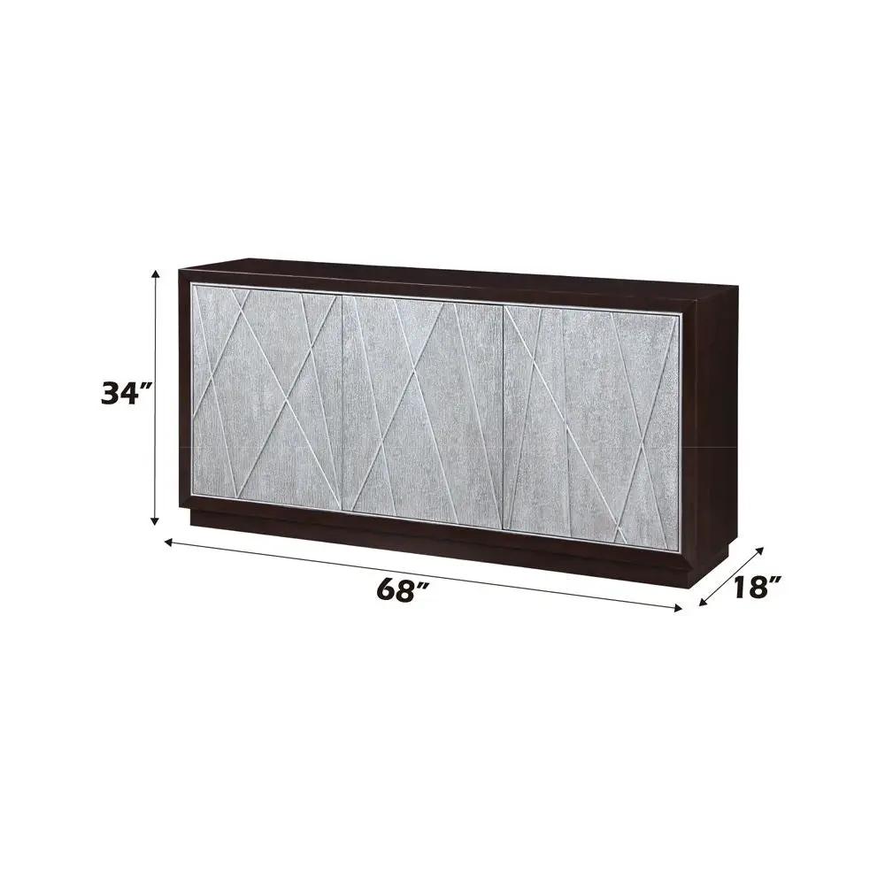 Geranio - Console Cabinet - Metallic Silver & Walnut by Unique Piece Furniture