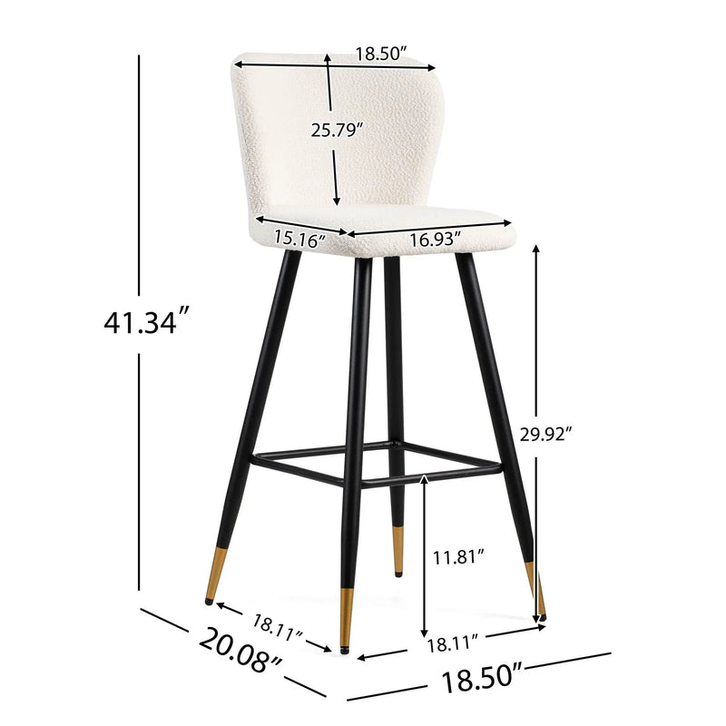 Modern Style Barstool, Tipped Ends, Suitable For Various Decoration Styles - White by HouseOfZazla