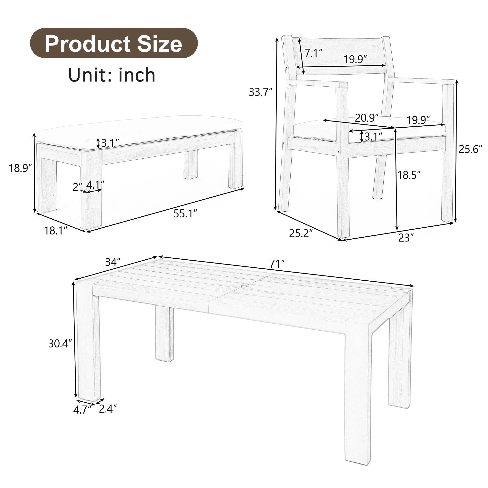 Outdoor Dining Set Rectangular Table With Umbrella Hole by Unique Piece Furniture