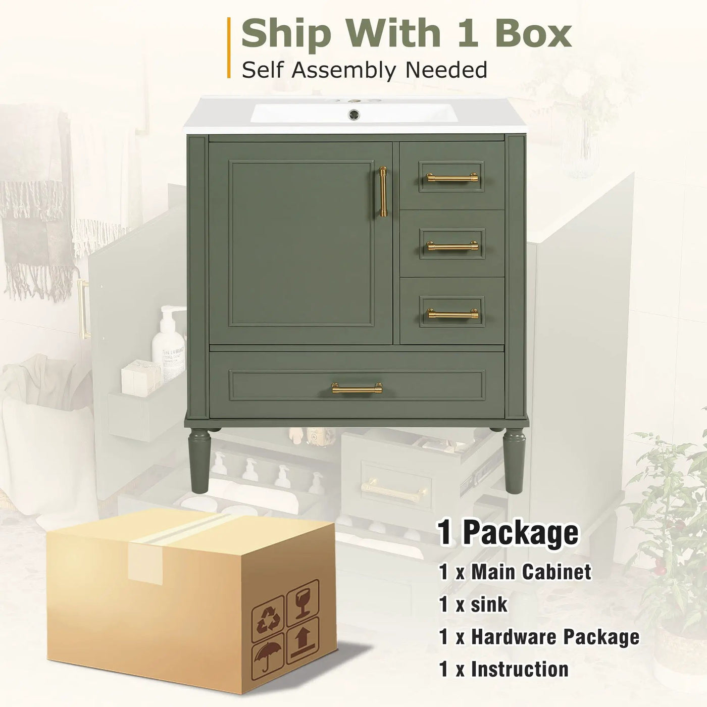 Traditional Bathroom Vanity Set With Soft Close Doors by HouseOfZazla
