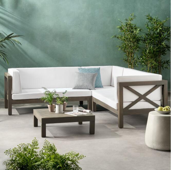 Brava X-Back 4-Piece White Outdoor Sofa Set by HouseOfZazla