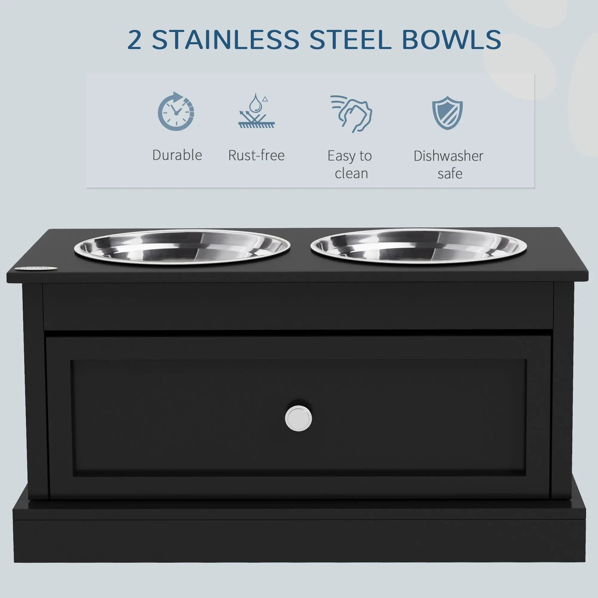 PawHut Large Elevated Dog Bowls with Storage Drawer by HouseOfZazla