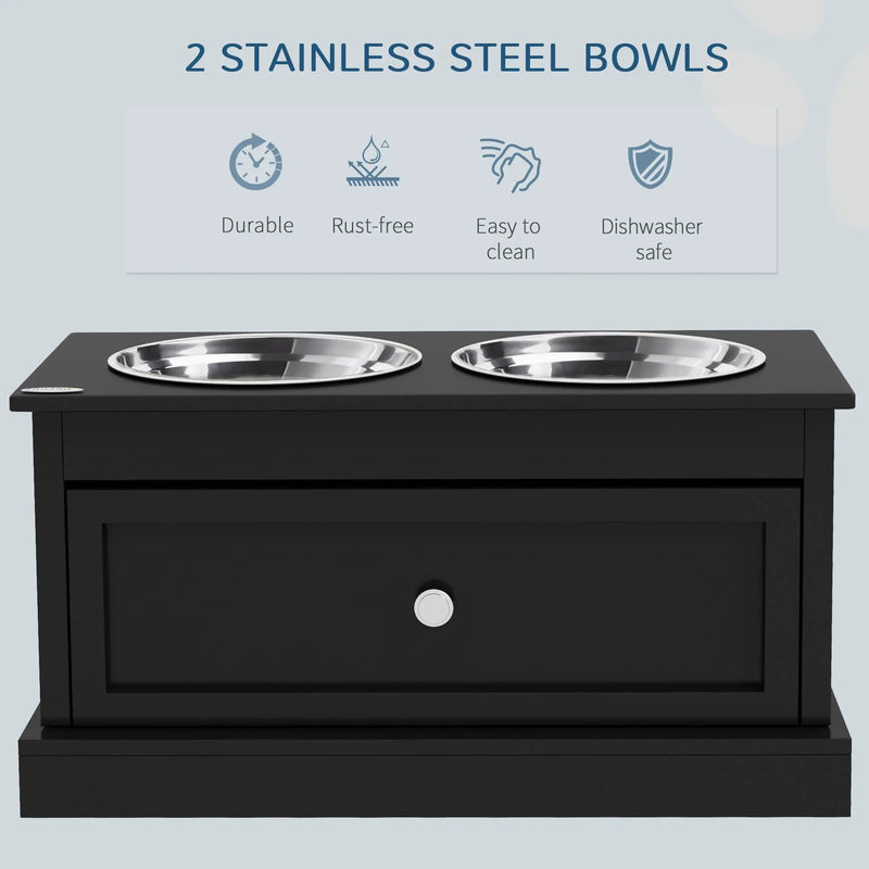 PawHut Large Elevated Dog Bowls with Storage Drawer by HouseOfZazla