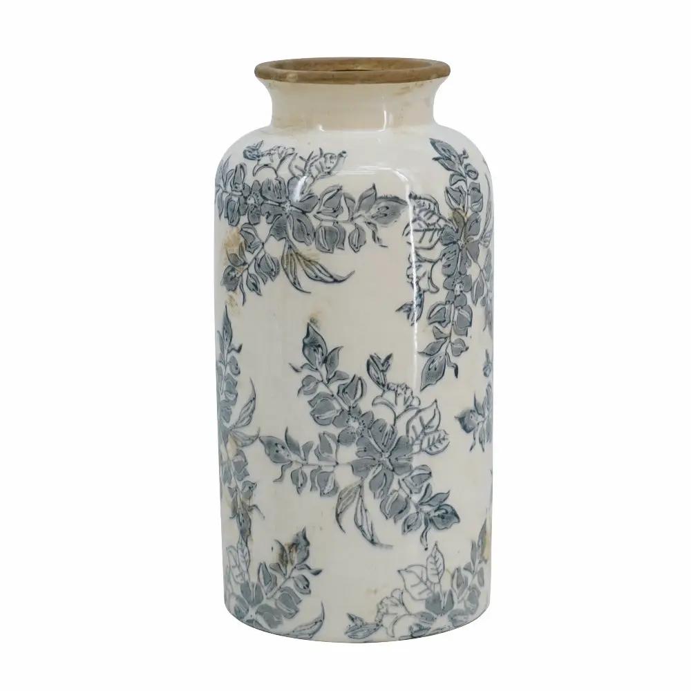 5.3x5.3x10.2" Flower Vase with Floral Pattern by HouseOfZazla