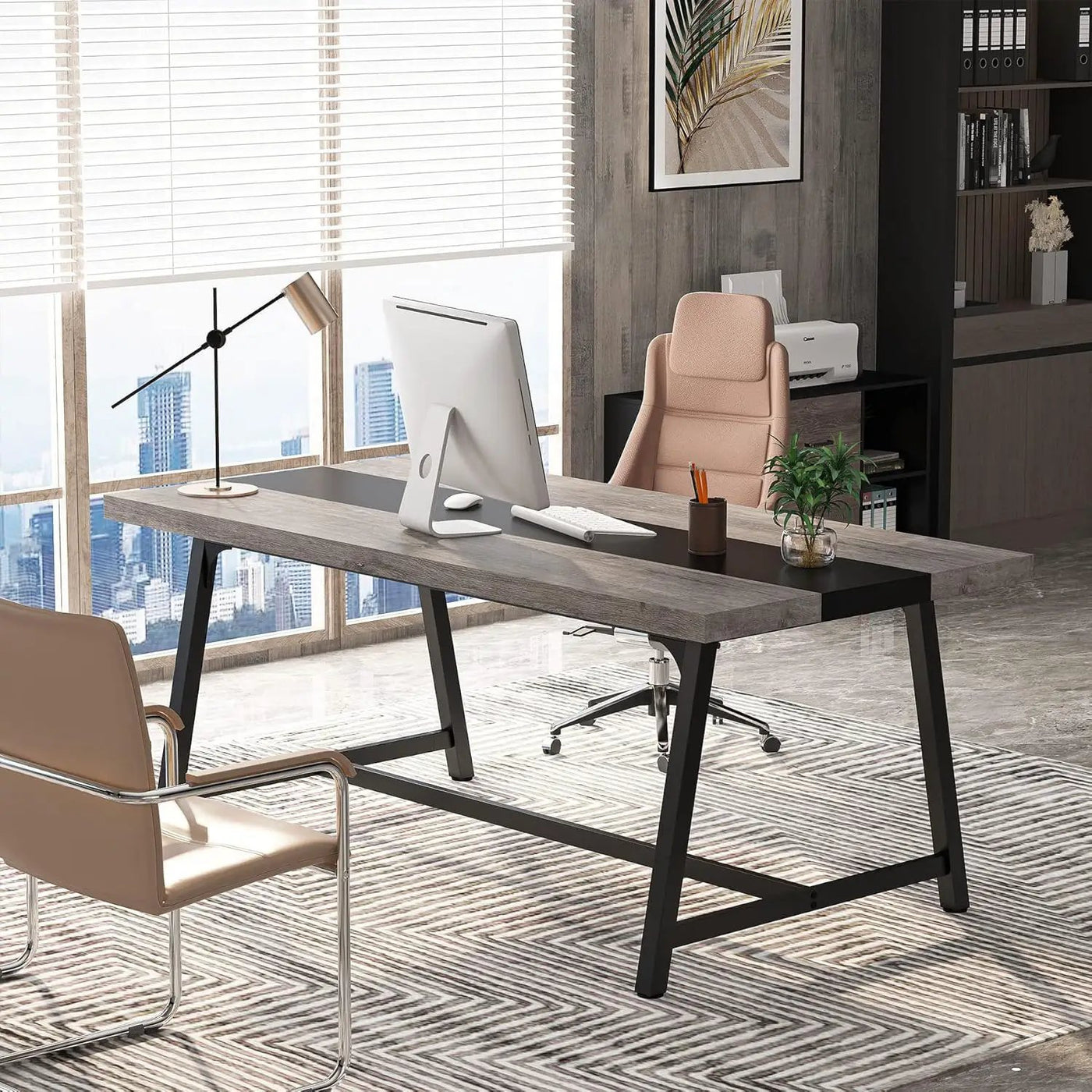 Modern Rectangular Conference Table For 6 - 8 People, Office Executive Desk by HouseOfZazla