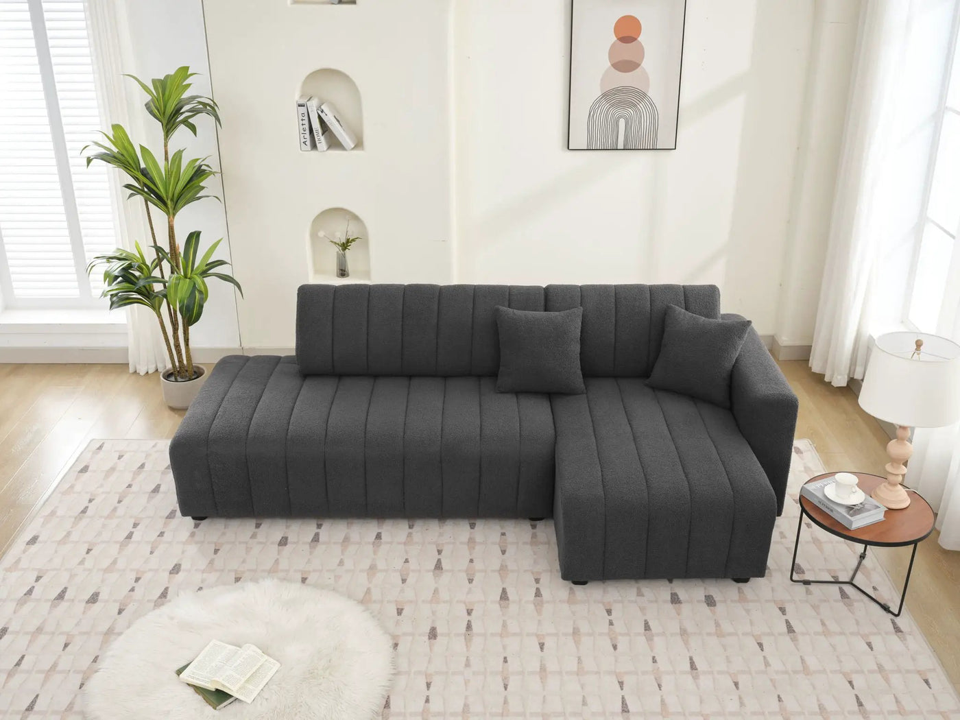 Jessica - Lamb Wool Sectional Sofa With Chaise by Unique Piece Furniture
