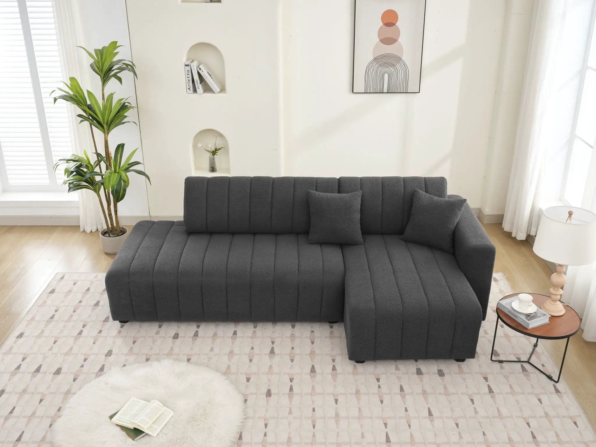Jessica - Lamb Wool Sectional Sofa With Chaise by HouseOfZazla