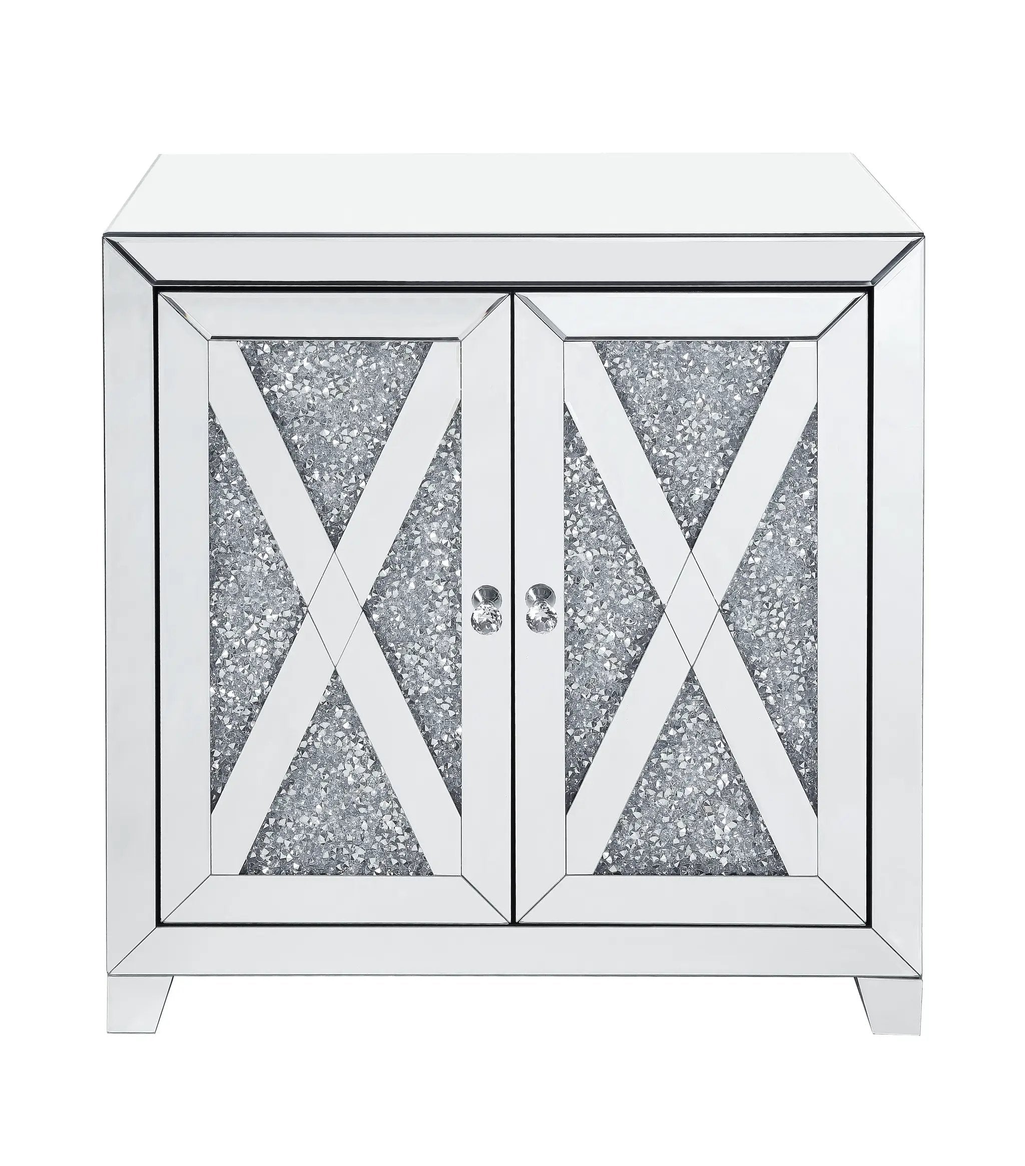 Noralie Mirrored & Faux Diamonds Console Cabinet by HouseOfZazla
