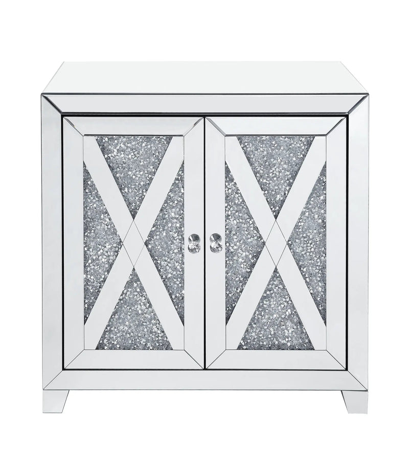 Noralie Mirrored & Faux Diamonds Console Cabinet by HouseOfZazla
