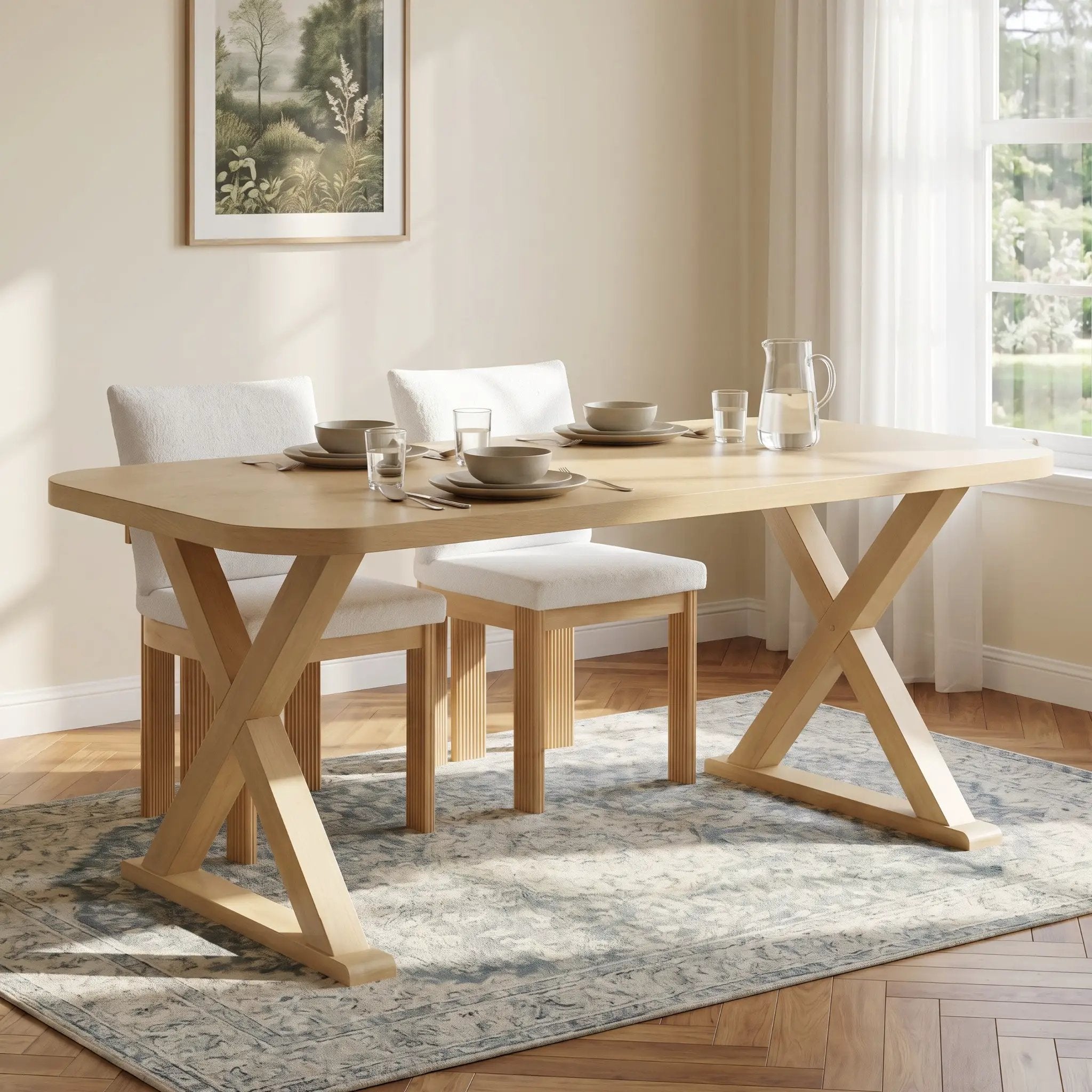 Natural Oak Veneer Dining Table by HouseOfZazla