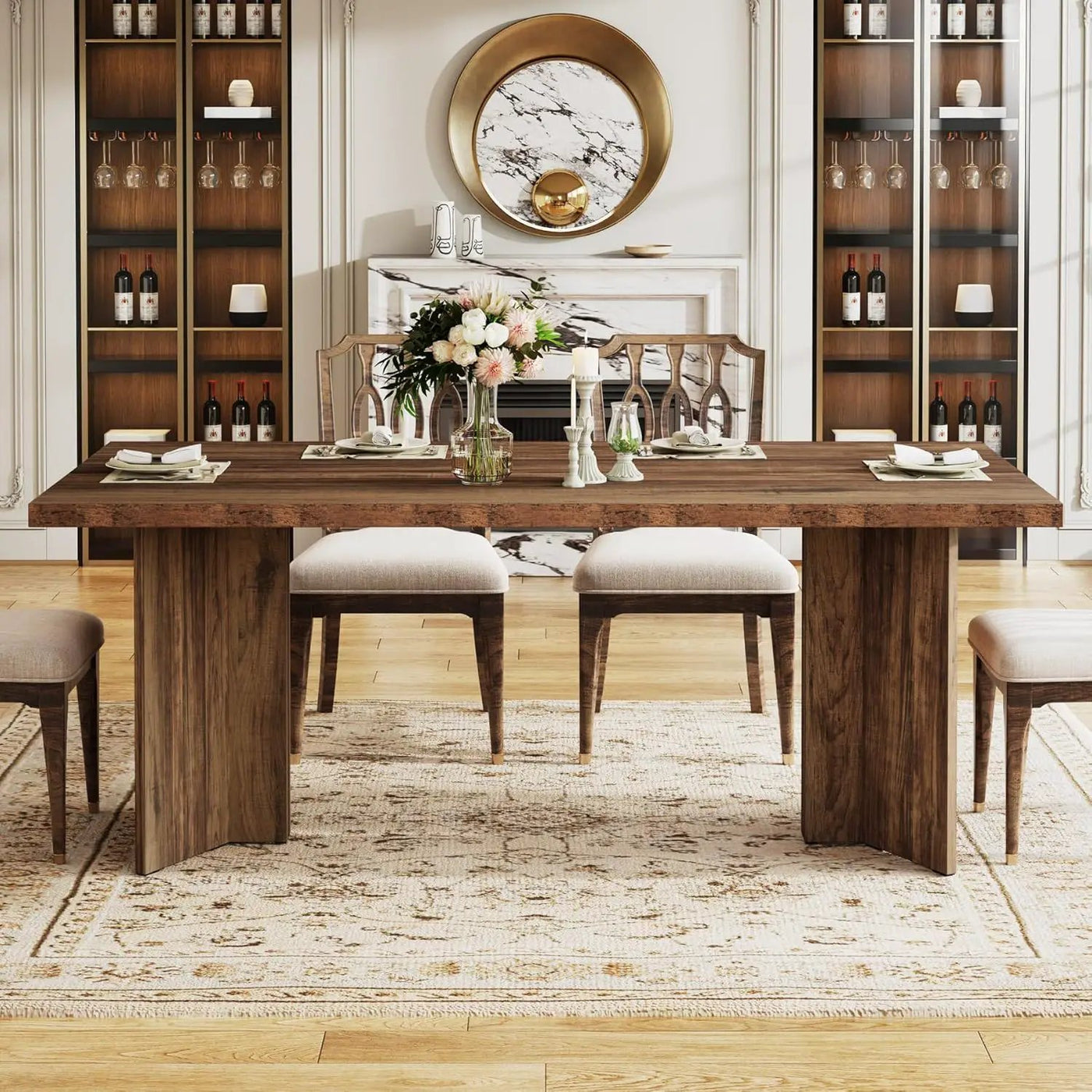 Dining Table For 4 - 6 People, Kitchen Table With Thick Top by HouseOfZazla