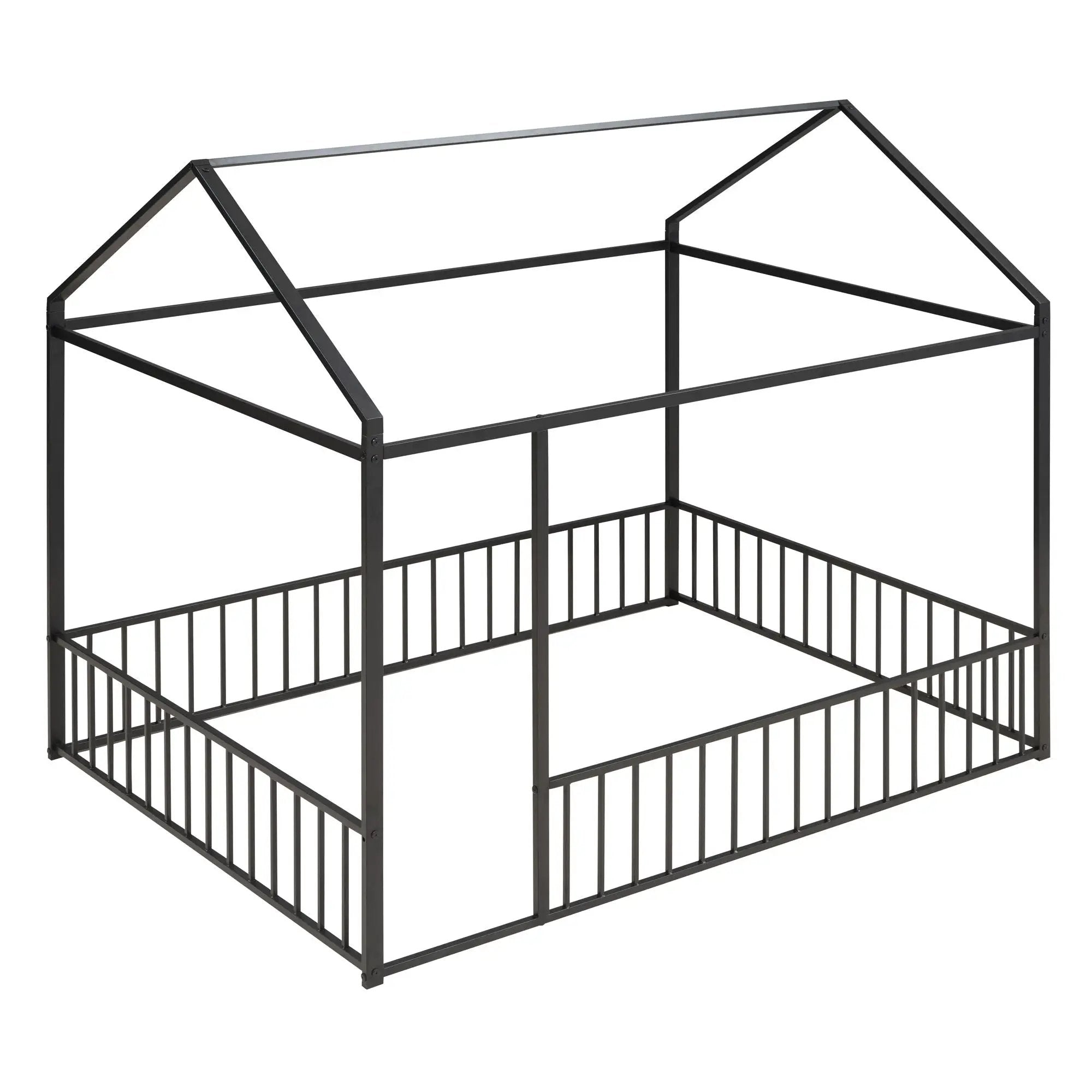 Metal Bed House Bed Frame With Fence by Unique Piece Furniture