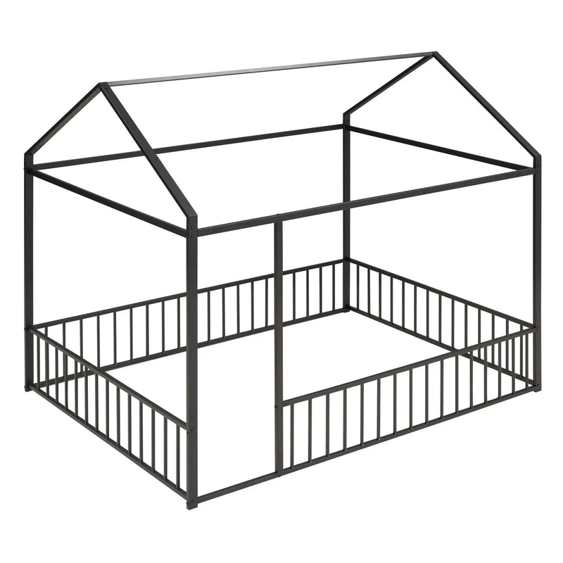 Metal Bed House Bed Frame With Fence by Unique Piece Furniture