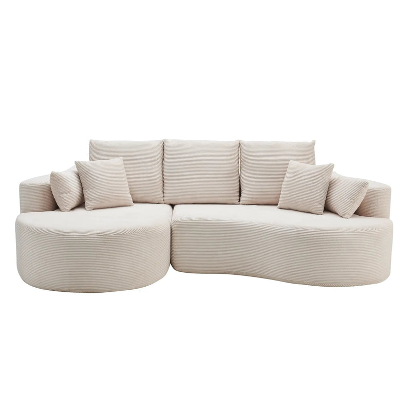 106 in. 2-Piece Fabric Cloud Curved Sectional Corduroy Sofa with Chaise by HouseOfZazla