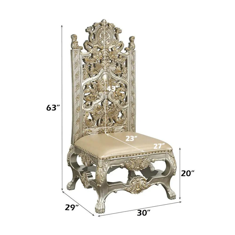 Danae - Side Chair (Set of 2) - Synthetic Leather , Champagne & Gold by Unique Piece Furniture