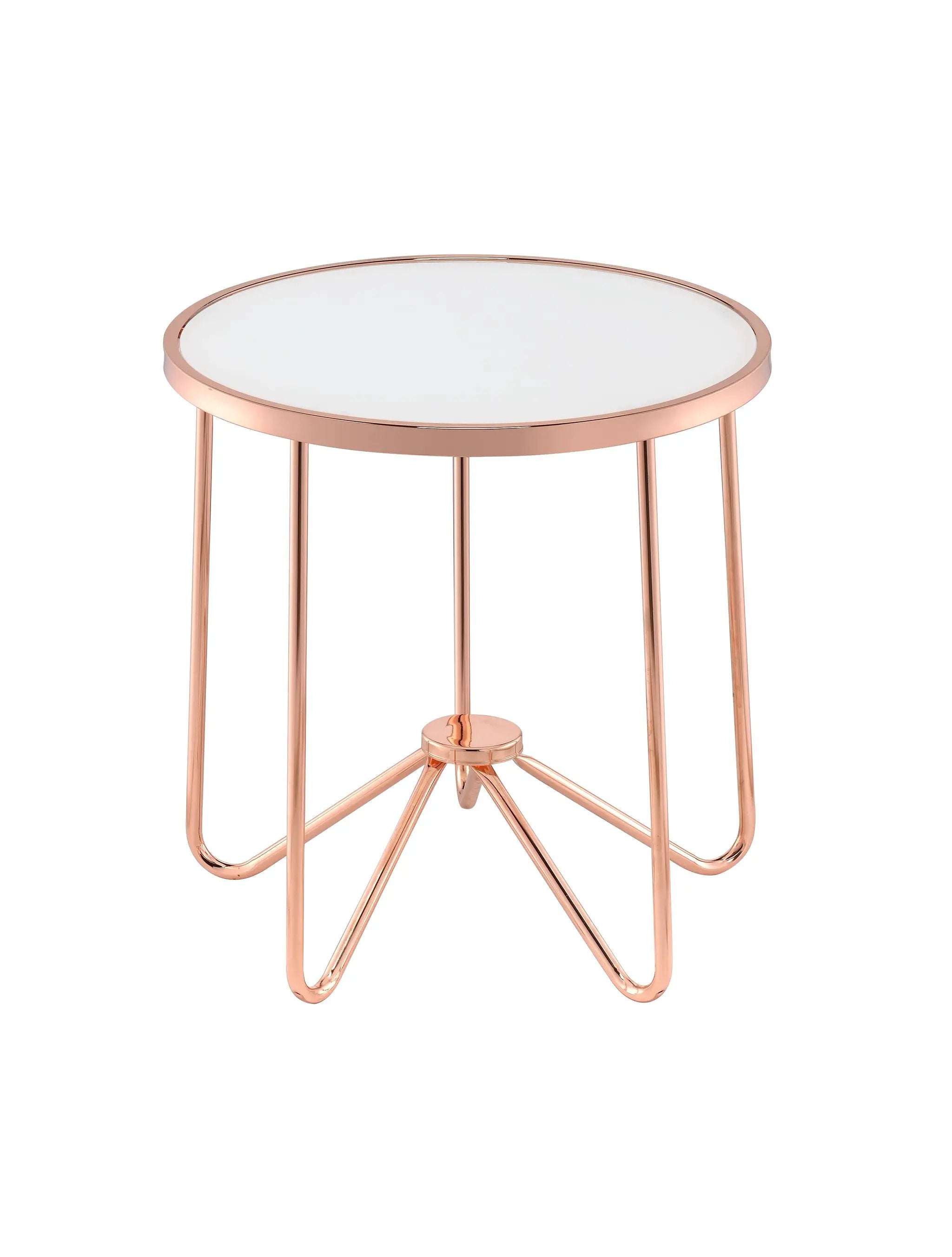 Alivia Frosted Glass & Rose Gold Round Table by HouseOfZazla