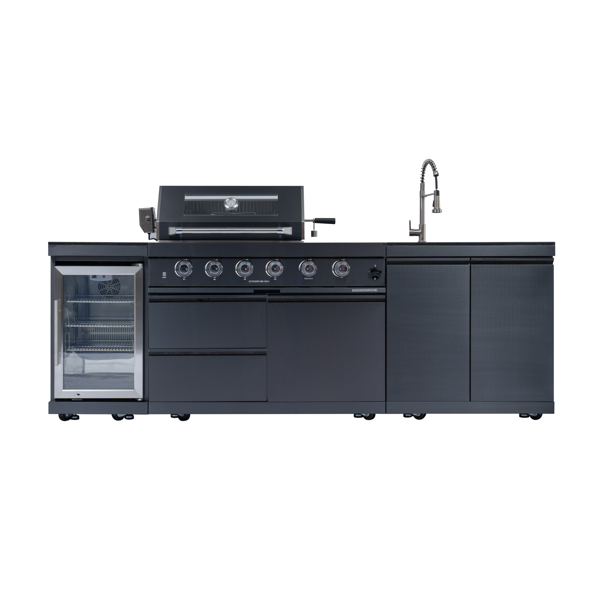 NG 104" 4-Burner 72,000 BTU Black Outdoor Kitchen Island Grill Rotisserie by Chery Industrial