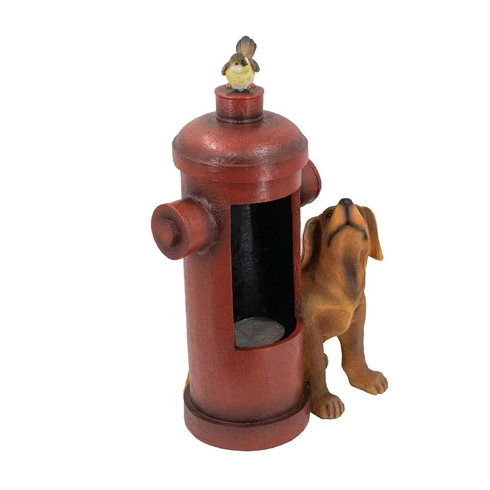 Red Fire Hydrant Water Fountain with Dog and Bird Accents by HouseOfZazla