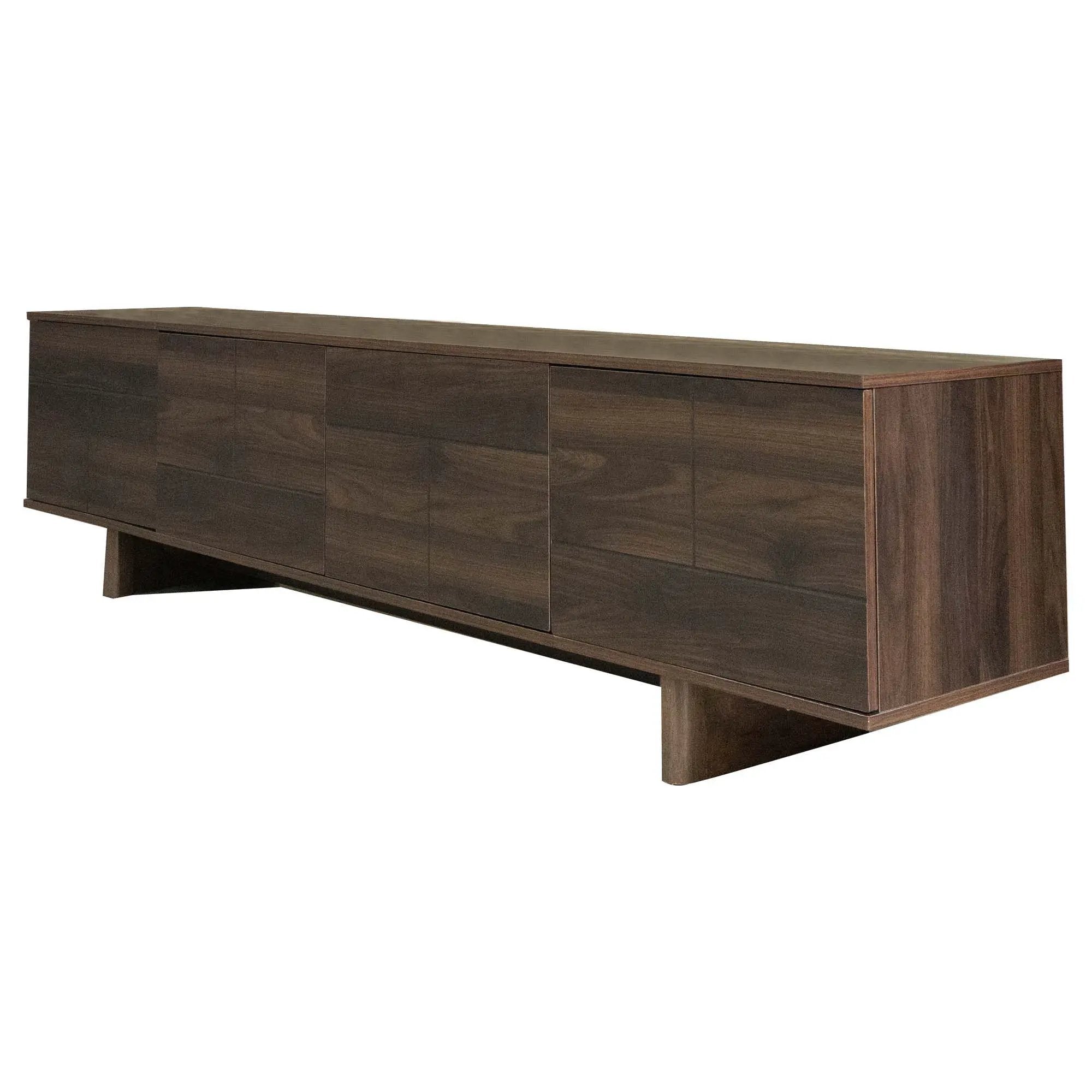 TV Stand For TVs Up To 85", Entertainment Center, Cable Management, Push Openers, Soft Closing Hinges & Adjustable Shelves - Dark Brown by Unique Piece Furniture