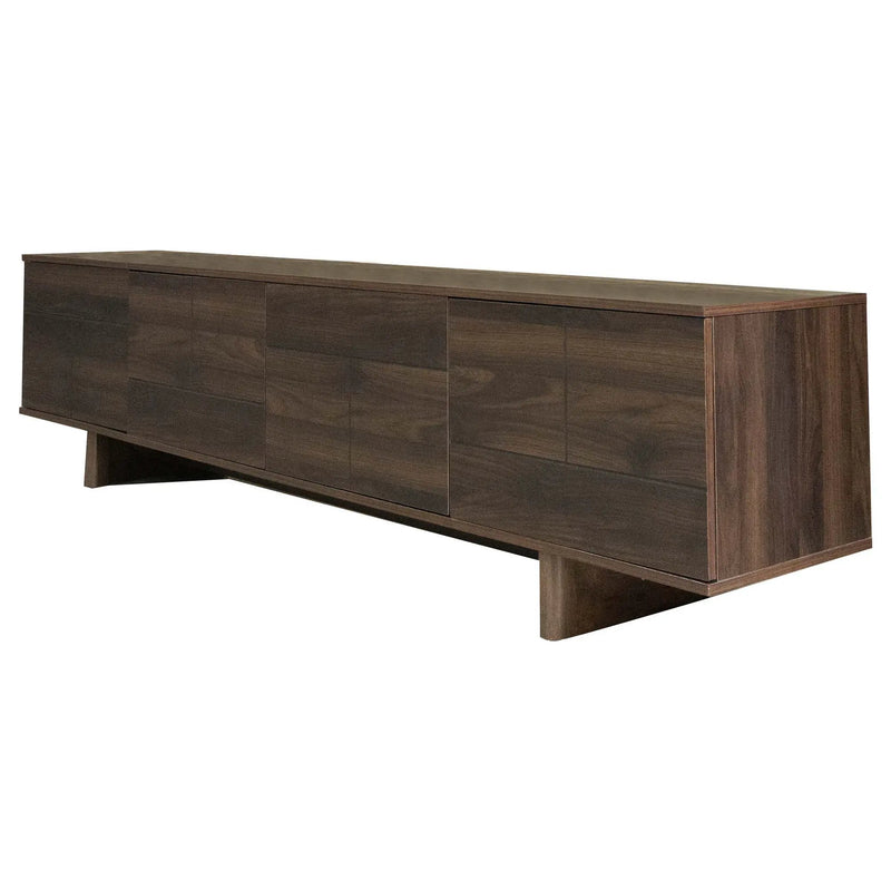 TV Stand For TVs Up To 85", Entertainment Center, Cable Management, Push Openers, Soft Closing Hinges & Adjustable Shelves - Dark Brown by Unique Piece Furniture