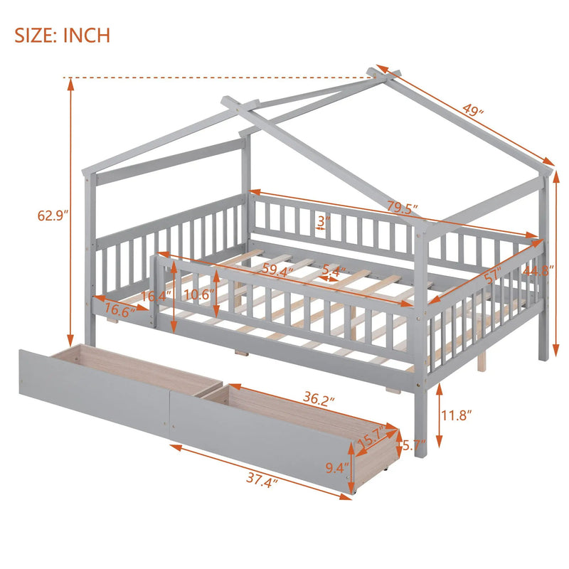 House Bed With 2 Drawers by Unique Piece Furniture